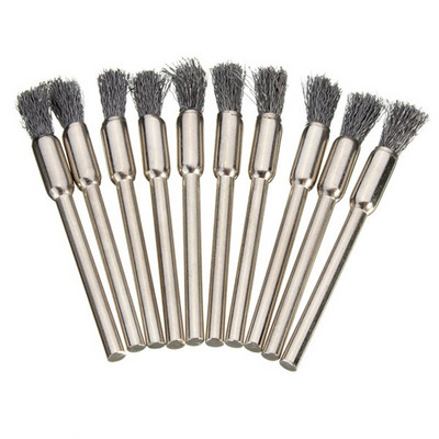 10 buc roți sârmă stilou perie cupă de oțel perie unelte rotative Mini Dremel set de lustruire kit de accesorii pentru curățare șlefuire lustruită