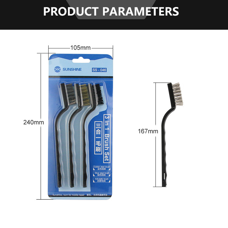 SUNSHINE četka za popravak matične ploče zlato/srebro/antistatički 3u1 četka za čišćenje fina četka za popravak mekana četka