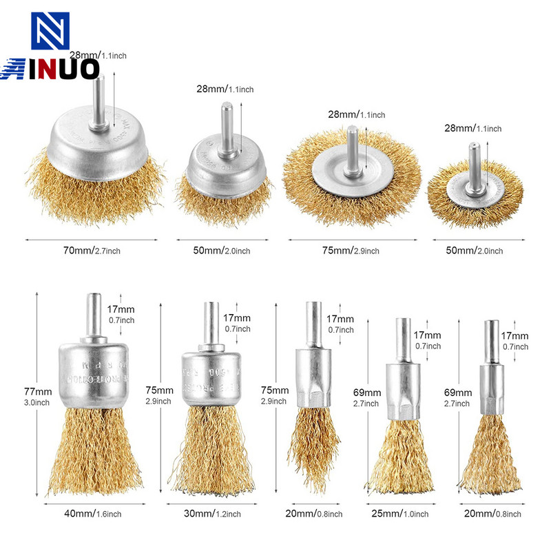 Tērauda stiepļu suka, misiņa pārklājums