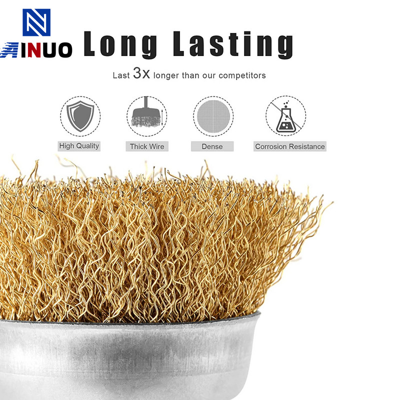 Tērauda stiepļu suka, misiņa pārklājums