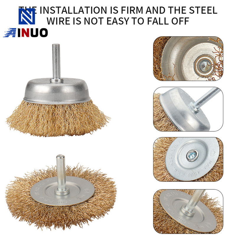 Tērauda stiepļu suka, misiņa pārklājums