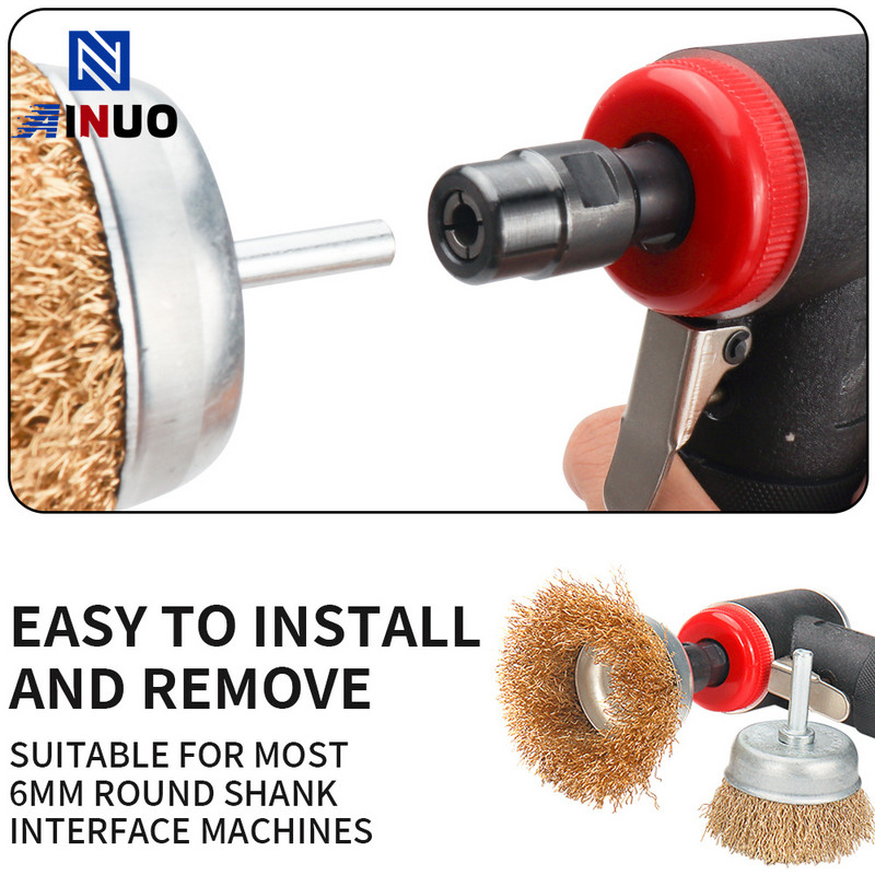 Tērauda stiepļu suka, misiņa pārklājums