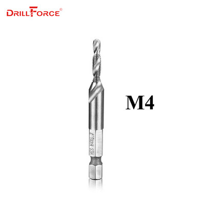 6 vnt. M3-M10 sraigtiniai srieginiai grąžtai HSS srieginiai srieginiai medžio apdirbimo metriniai kombinuoti antgaliai greitaeigis plienas, šviesus 1/4 colio greito keitimo šešiakampis