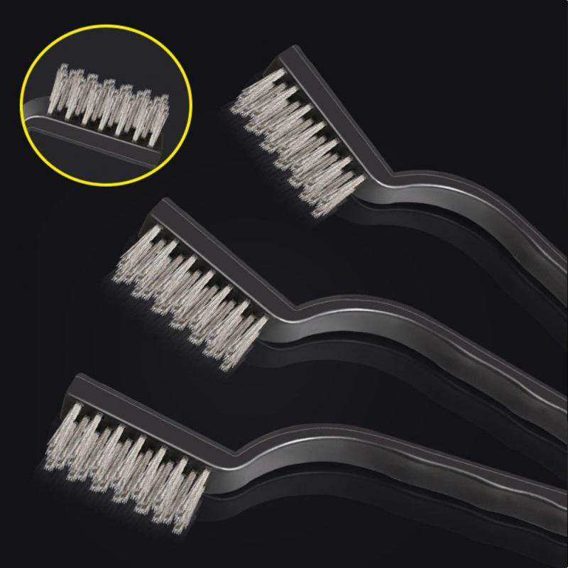 RYRA 1/3PCS Mini Remove Rust Brush Brass Cleaning Polishing Metal Brushes Brass Wire Steel Wire Nylon Brush Clean Tools Home Kit