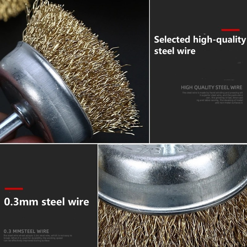 50 65 mm Čelična četka od mesinga, crni kotači Četke Bušilice Rotacijski alati Četka za poliranje za uklanjanje metalne hrđe