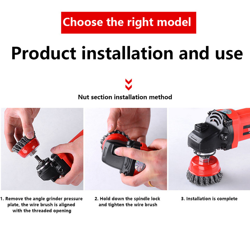 65/75 mm-es acélkefe Fémkefe M10 fémpolírozáshoz Rozsdamentesítő drótkerékkefe tárcsa sarokcsiszoló tartozékokhoz