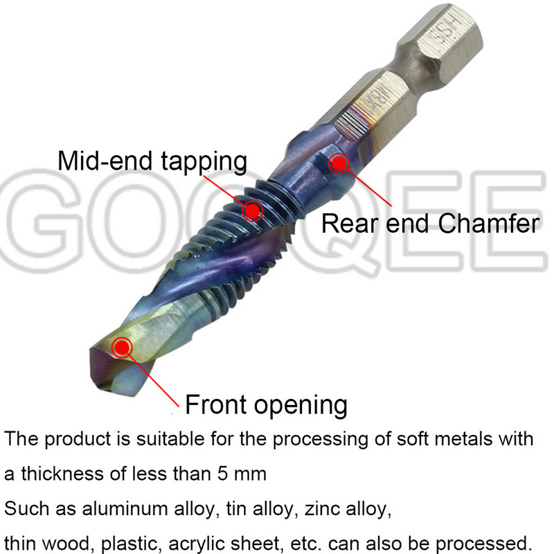 1Gb 1/4 mm kāts M3-M10 HSS vītnes krāna komplekts Metriskā vītnes urbis ar zilu pārklājumu mašīnas skrūvju krāns M3X0.5 M4X0.7 M6X1.0 M10X1.5