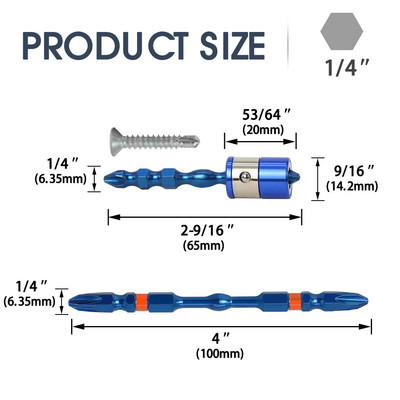 1 komplekts 1/4 collu sešstūra kāts der Magnētiskajam PH2 S2 K5 gara sasniedzamības elektriskajam lokveida skrūvgrieža uzgaļiem Precizitāte, viena Phillips krusta galvas rīks