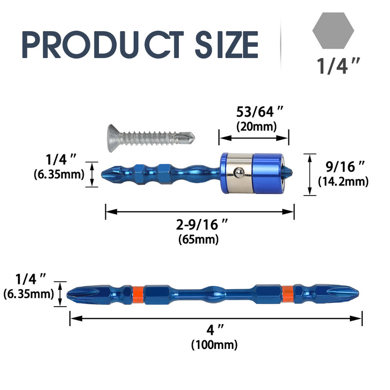 1 komplekts 1/4 collu sešstūra kāts der Magnētiskajam PH2 S2 K5 gara sasniedzamības elektriskajam lokveida skrūvgrieža uzgaļiem Precizitāte, viena Phillips krusta galvas rīks