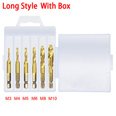 6PCS titanijski šesterokutni prihvat HSS navoj za metričke nareznice Svrdla za nareznice M3 M4 M5 M6 M8 M10 Ručni alati