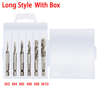 6PCS titanijski šesterokutni prihvat HSS navoj za metričke nareznice Svrdla za nareznice M3 M4 M5 M6 M8 M10 Ručni alati