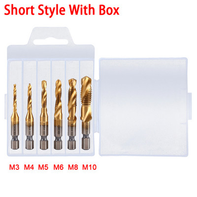 6PCS titanijski šesterokutni prihvat HSS navoj za metričke nareznice Svrdla za nareznice M3 M4 M5 M6 M8 M10 Ručni alati