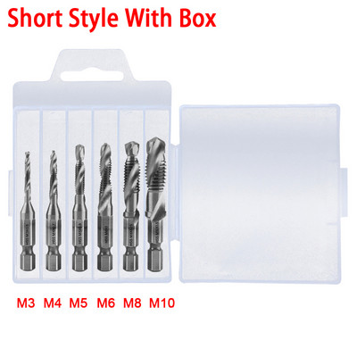 6PCS titanijski šesterokutni prihvat HSS navoj za metričke nareznice Svrdla za nareznice M3 M4 M5 M6 M8 M10 Ručni alati