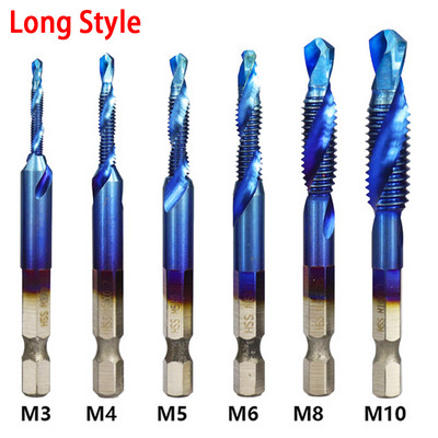 6PCS titanijski šesterokutni prihvat HSS navoj za metričke nareznice Svrdla za nareznice M3 M4 M5 M6 M8 M10 Ručni alati