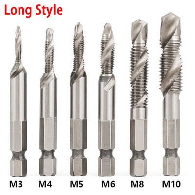 6PCS titanijski šesterokutni prihvat HSS navoj za metričke nareznice Svrdla za nareznice M3 M4 M5 M6 M8 M10 Ručni alati