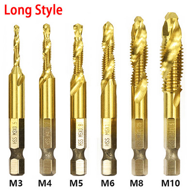 6PCS titanijski šesterokutni prihvat HSS navoj za metričke nareznice Svrdla za nareznice M3 M4 M5 M6 M8 M10 Ručni alati