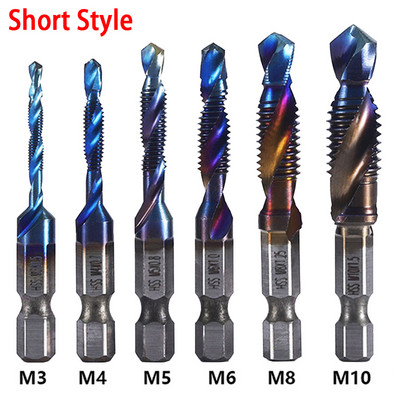 6PCS titanijski šesterokutni prihvat HSS navoj za metričke nareznice Svrdla za nareznice M3 M4 M5 M6 M8 M10 Ručni alati