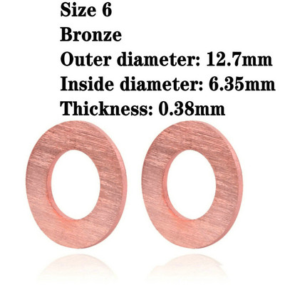 8 suuruses kokkuklapitavad noad messingist / pronksseibist tihvti seibid noavalmistaja jaoks, 10 tk.