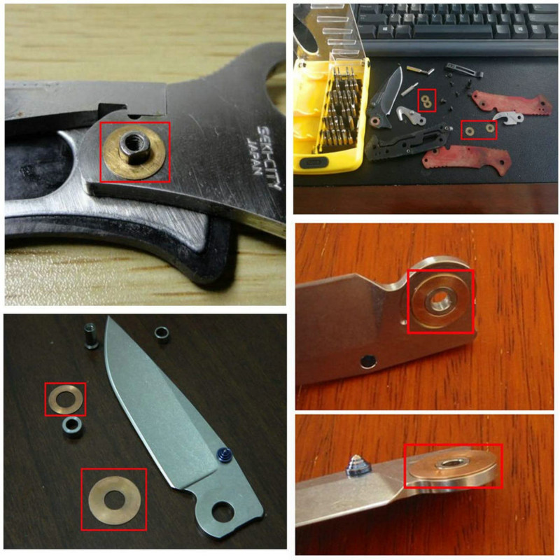 8 suuruses kokkuklapitavad noad messingist / pronksseibist tihvti seibid noavalmistaja jaoks, 10 tk.