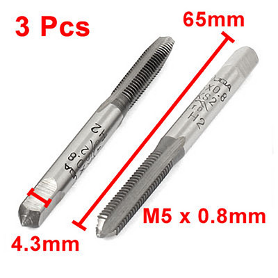 3 gab. M5x0,8 mm Metriskie vītņu krāni Skrūvējamā urbja uzgaļu komplekts Taisns Flute Taps Taps Rokas instrumenti 3 Flutes Apakšējā konusveida roka