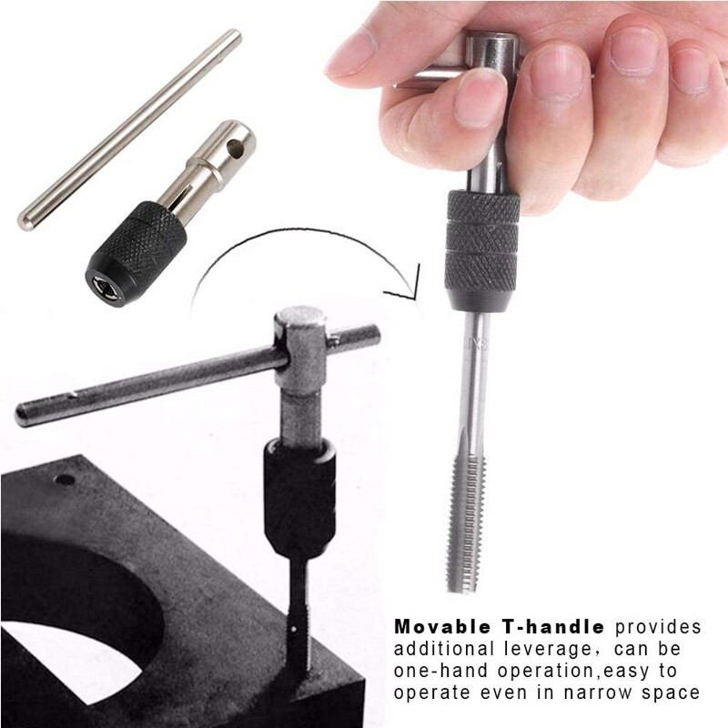 6 tk T-tüüpi mutrivõtme puurikomplekt M3/M4/M5/M6/M8 käsitsi kruvikeermega meetermõõdustik pistikute komplekt isetegemise tööriist koos reguleeritava kruvivõtmega Dropship