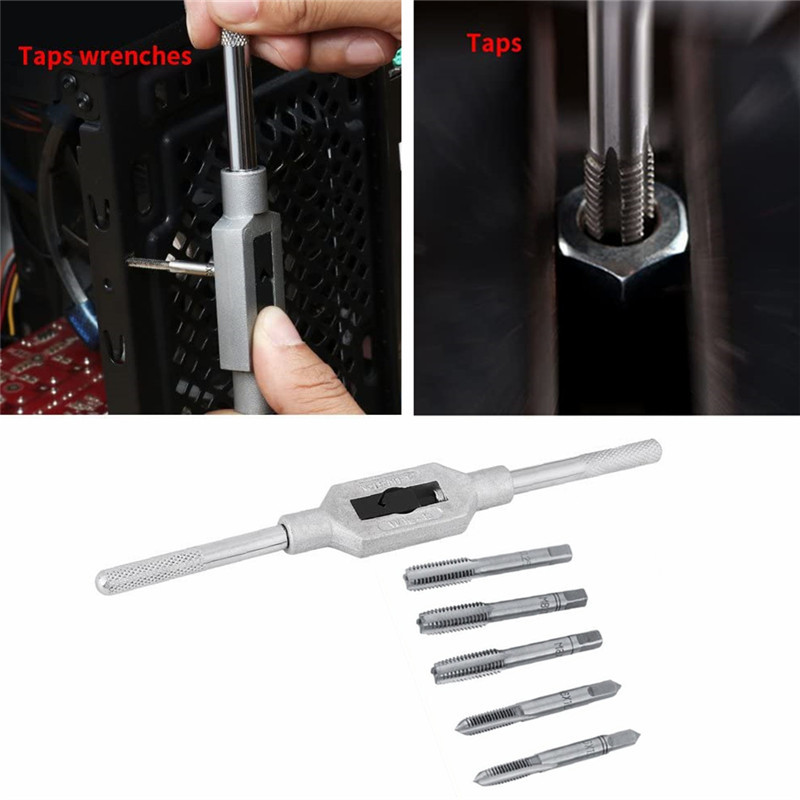 8 tk/komplekt M3-M12 kraanmutrivõti T-käepide põrkkraani hoidik puurikomplekt Käsikeermestamise tööriistad meetermõõdustik kruvikeermega kruvikeermega puuritera komplekt