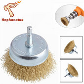 Βούρτσα από χαλύβδινο σύρμα 50 χιλιοστών ορειχάλκινη επίστρωση τροχών βούρτσες Τρυπάνι Περιστροφικά εργαλεία Βούρτσα στίλβωσης αφαίρεσης σκουριάς μετάλλων