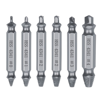 6 gab. Bojātu skrūvju nosūcēja urbjmašīnas komplekts, kas viegli izņem noplīsušu skrūvi, skrūvju noņemšanas noņemtās skrūves, nosūcēja nojaukšanas rīki