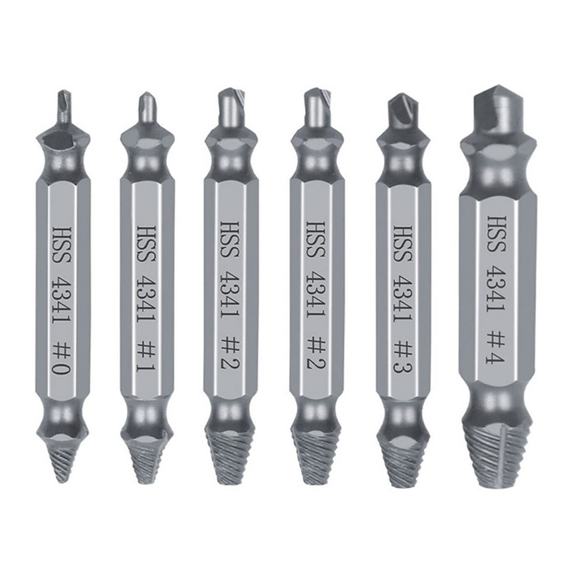 6 gab. Bojātu skrūvju nosūcēja urbjmašīnas komplekts, kas viegli izņem noplīsušu skrūvi, skrūvju noņemšanas noņemtās skrūves, nosūcēja nojaukšanas rīki
