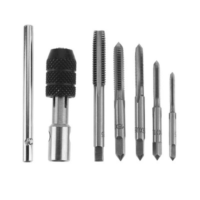 Set de burghie cu cheie de tip T, 6 buc. Instrumente pentru filet manual, șurub de mașină, filet de robinet, Bit de răsucire M3/M4/M5/M6/M8 Set de robinet, unealtă manuală DIY
