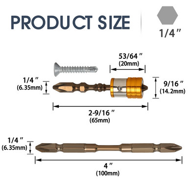 1 set 1/4" šesterokutne drške odgovara magnetskom PH2 S2 K5 električnom ARC odvijaču s dugim dohvatom Bitovi Exactness Single Phillips križni alat