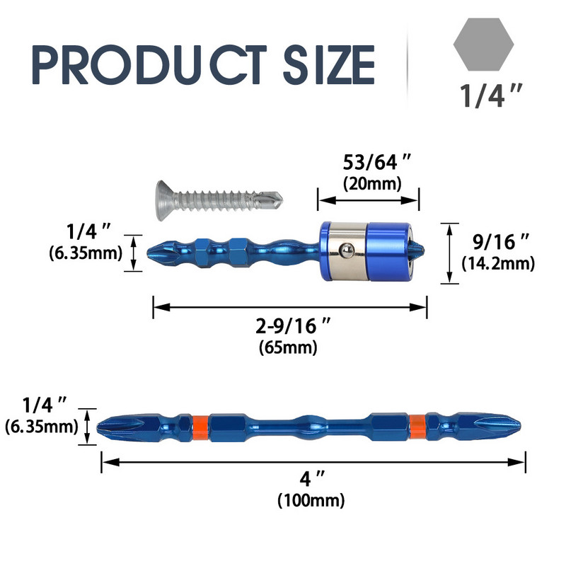 1 set 1/4" šesterokutne drške odgovara magnetskom PH2 S2 K5 električnom ARC odvijaču s dugim dohvatom Bitovi Exactness Single Phillips križni alat