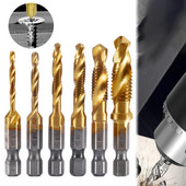 6 buc M3-M10 Burghie de găurit cu filet de filet HSS Robineți de frecare Set de debavurare metrică Bit combinat din oțel de mare viteză 1/4IN Unelte de mână