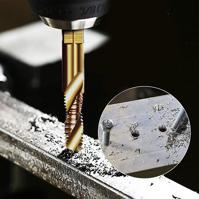 6 buc M3-M10 Burghie de găurit cu filet de filet HSS Robineți de frecare Set de debavurare metrică Bit combinat din oțel de mare viteză 1/4IN Unelte de mână