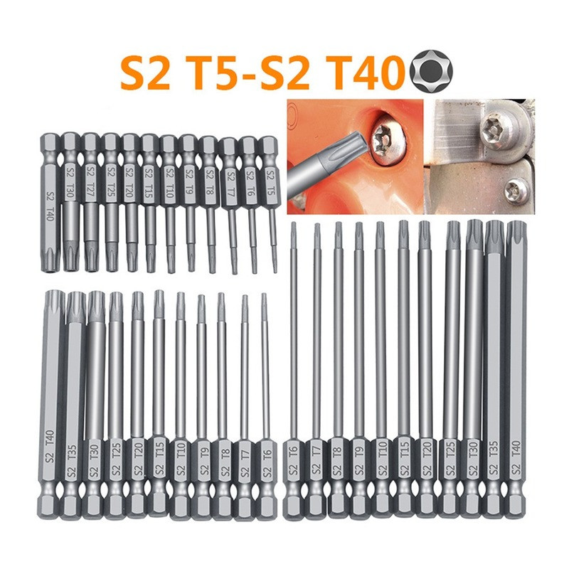 11/12kom 50/75/100mm Plum Blossom Bitovi Šuplji šaržni odvijač Glava bušilice set glava za guljenje T5-T40