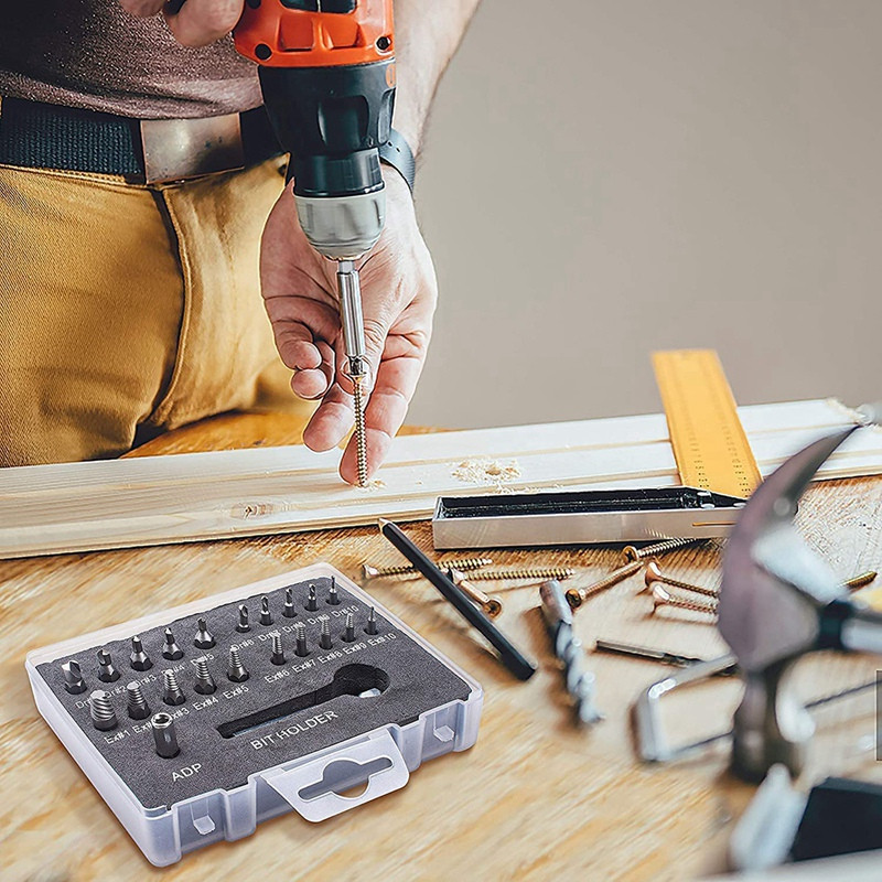 22 darabos sérült csavaros kihúzó készlet, könnyen eltávolítható csíkozott csavaros kihúzó készlet, HSS 4341 anyagból, keménység 62-63 Hrc CNIM Ho