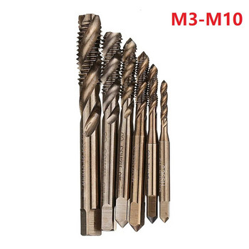 M3-M10 HSS-Co Cobalt M35 Machine Sprial Flutes Метчи Метрични винтови метчици Дясна резба Щепсел Свредла Свредла Ръчни инструменти за ремонт
