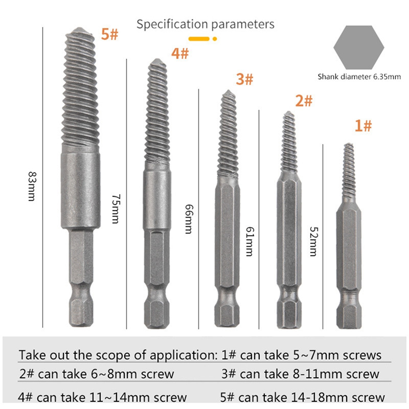 6 gab. Skrūvju nosūcēja centra urbjmašīnu virzošais komplekts Salauztu un bojātu skrūvju noņemšanas sešstūra kāts un uzgriežņu atslēga salauztam rokas instrumentam