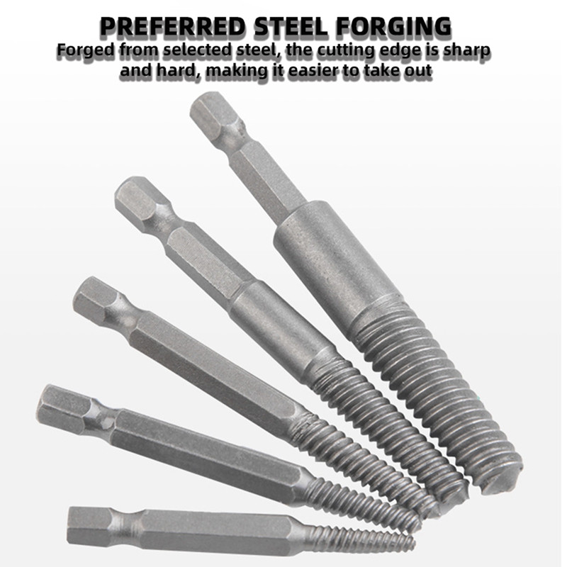 6 gab. Skrūvju nosūcēja centra urbjmašīnu virzošais komplekts Salauztu un bojātu skrūvju noņemšanas sešstūra kāts un uzgriežņu atslēga salauztam rokas instrumentam