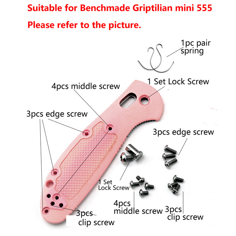 1 gab titāna sakausējuma skrūvju DIY roktura skrūvju komplekts, kas paredzēts benchmade Mini Griptilian 555 556 557 rezerves instrumentu detaļām