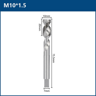 Kétélű HSS spiális csavaros menetfúró M3 M4 M5 M6 M8 M10 M12 metrikus menetfúró fémmegmunkáláshoz alumínium nem vas zsákfuratokhoz