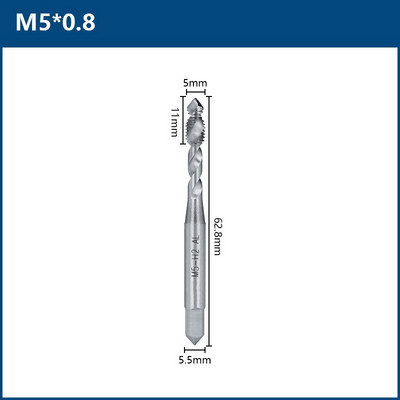 Kétélű HSS spiális csavaros menetfúró M3 M4 M5 M6 M8 M10 M12 metrikus menetfúró fémmegmunkáláshoz alumínium nem vas zsákfuratokhoz