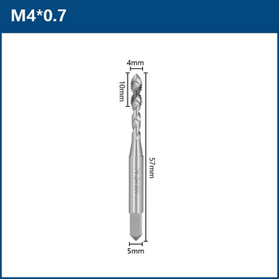 Kétélű HSS spiális csavaros menetfúró M3 M4 M5 M6 M8 M10 M12 metrikus menetfúró fémmegmunkáláshoz alumínium nem vas zsákfuratokhoz