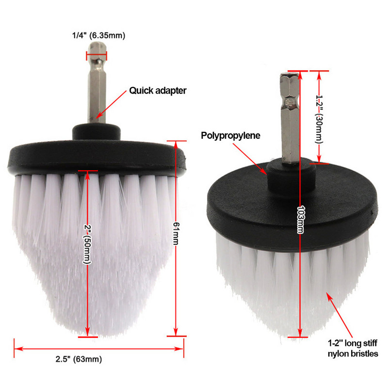 2,5 collu elektriskā tīrīšanas suka Riteņu suka Automašīnu mazgāšanas savienojošais stienis konusveida detaļu tīrīšanas rīks virtuves mēbelēm