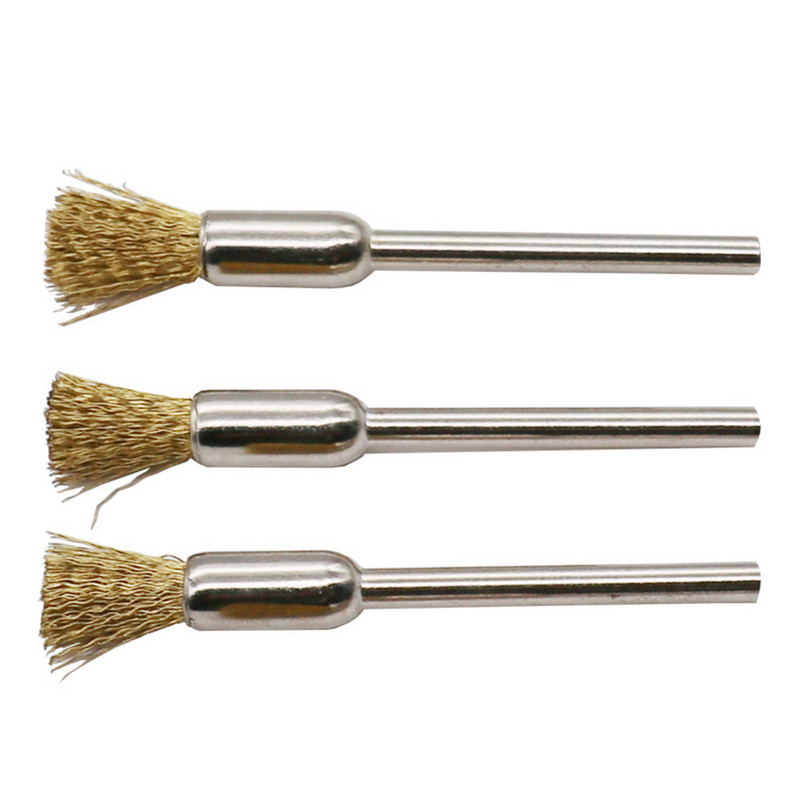 9Pcs čelična žica, mesingana četka za bušilicu Mini četka Rotacijski alat za Dremel bušilicu za poliranje brusnog kotača Dodaci za četke u obliku slova T