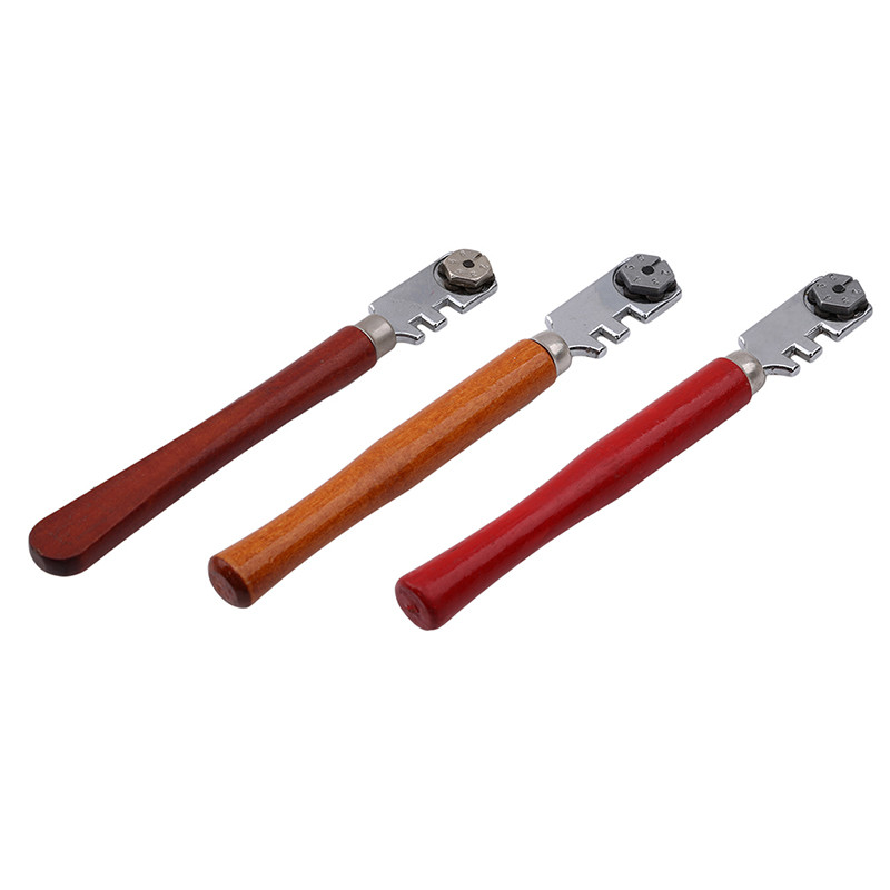 Daugiafunkcis nešiojamas šešių ratų stiklo plytelių pjaustytuvas apvali rankena, didelio stiprumo ritininis stiklo peilis apvalus plokščias pjovimo įrankis