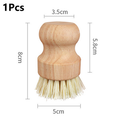 1Gb Koka tīrīšanas birste ar īsu rokturi Mini apaļa trauku mazgāšanas birste Dabīgs pannu tīrīšanas līdzeklis skruberis virtuves tīrīšanas rīki