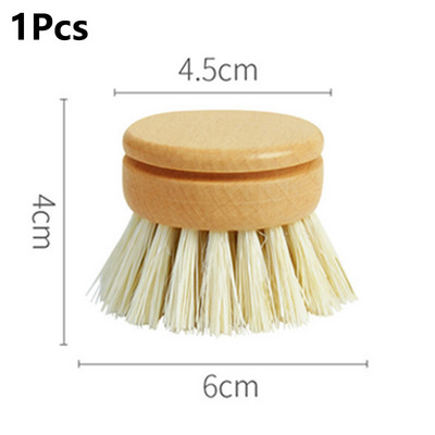 1Gb Koka tīrīšanas birste ar īsu rokturi Mini apaļa trauku mazgāšanas birste Dabīgs pannu tīrīšanas līdzeklis skruberis virtuves tīrīšanas rīki