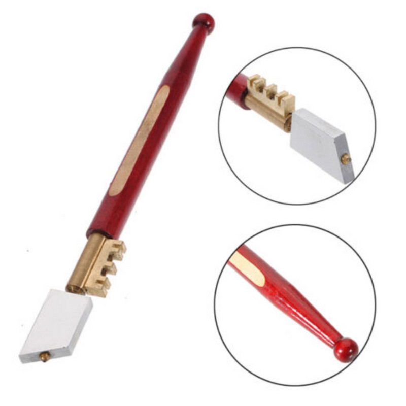 170mm Αντιολισθητική ξύλινη λαβή Επαγγελματικό εργαλείο κοπής γυαλιού κοπής σε φέτες Καθρέφτης κοπής γυαλιού μαχαίρι Εργαλείο κοπής διαμαντιών