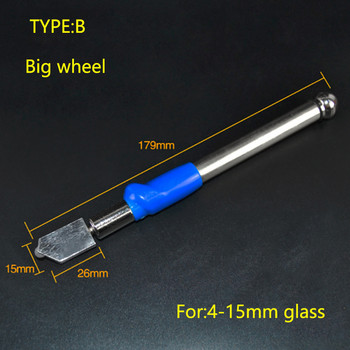 Μονό διαμαντένιο κόφτη γυαλιού κοφτερό μαχαίρι Εργαλείο λεπίδας τροχού Σκληρό κράμα DIY πλακιδίων επισκευής καθρέφτη Εργαλεία κοπής για γυαλί 4-15 mm